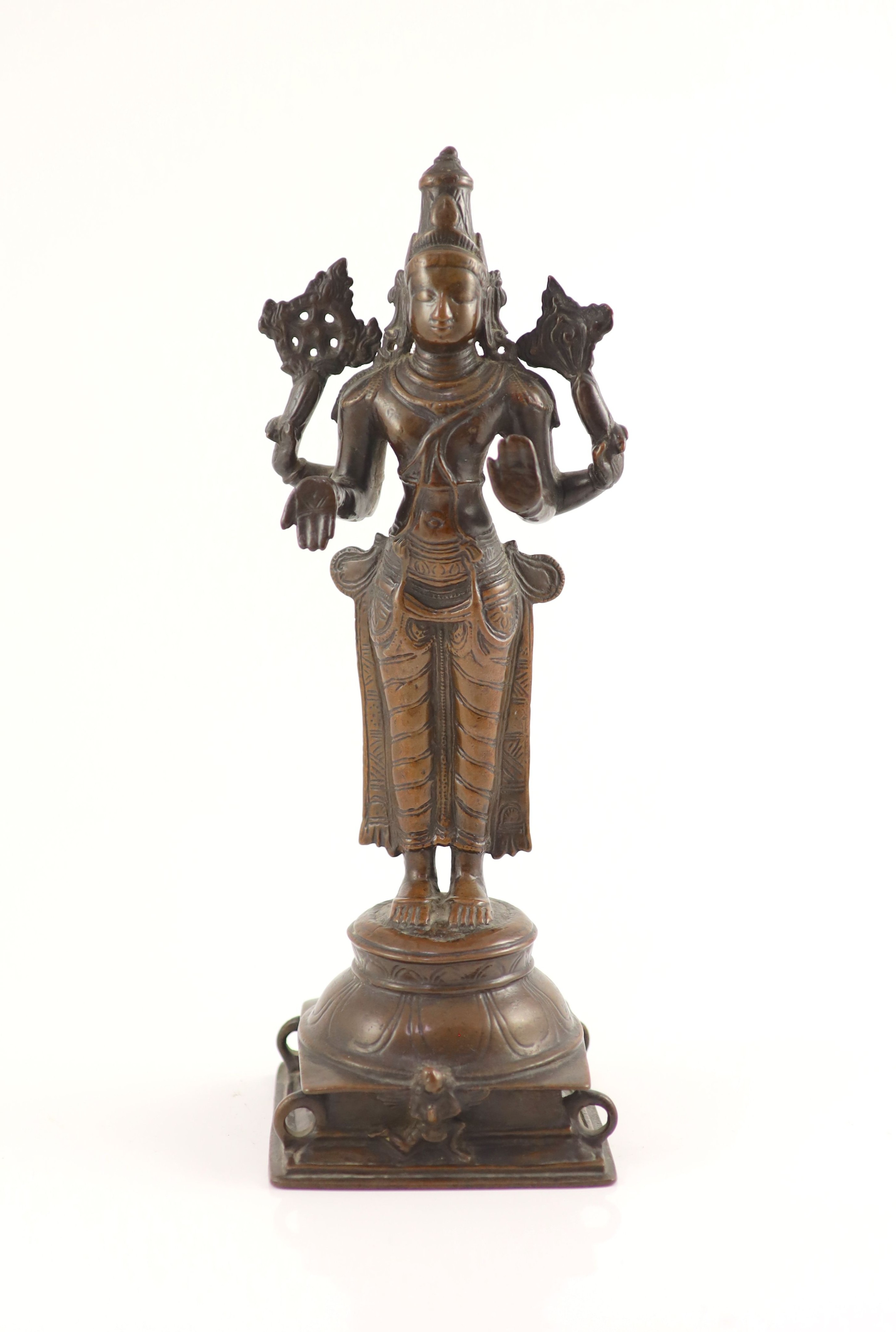 A tall Indian bronze figure of the Hindu deity Shiva Chandrashekhara, 18th/19th century, 72 cm high